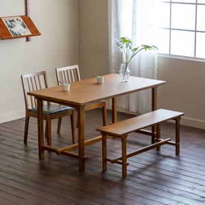로사 원목 다이닝 테이블 1400 식탁세트03 (의자2개+벤치1개)