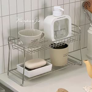 [해외] 로완 스텐 욕실 선반 코너 수납장 욕실장 무타공 선반장 화장실 세면대 정리 거치대