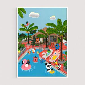 여름날의 즐거운 모험/예쁜 일러스트 포스터 그림액자 (227)