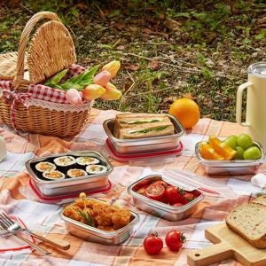 스텐304 밀폐 찬통 4종 8P 세트(350mlx2+550mlx2+뚜껑4P)