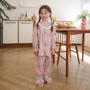 SLS5908 여아 한국산 순면 핑크 잠옷 파자마 세트