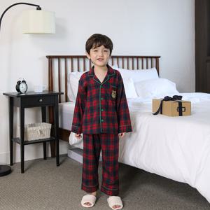 SLS5813 남아 한국산 순면 체크 잠옷 파자마 세트