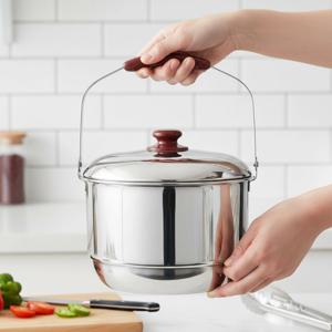 스테인리스 인덕션 겸용 미니 들통 곰솥 찜통 깊은 솥냄비 곰탕 육수 5L 22CM