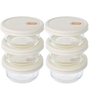 냉동밥용기유리 실리콘 6p 전자레인지 냉동밥 보관용기 360ml