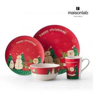 게이또 대나무 크리스마스 그릇 4P세트 홈파티 접시 뱀부 플레이트 머그
