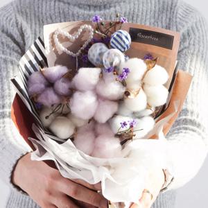 목화 조화 꽃다발 믹스 35cm 인테리어 꽃 선물 장식 기념일 졸업식