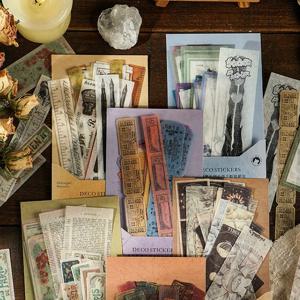 세로 빈티지 라벨 다꾸 스티커 팩 6종 감성 고전 레트로 꽃 우주 티켓 영문 테이프 꾸미기