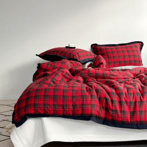 홀리데이 밍크극세사 두꺼운 겨울이불 체크 순면100 차렵이불세트 SS/Q/K