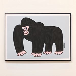 HAPPY GORILLA 고릴라 동물 블랙 일러스트 아트포스터 (071)