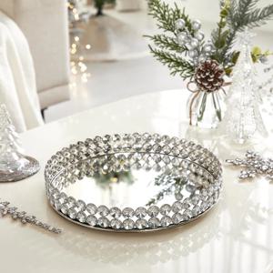 쥬얼 실버 미러트레이 원형