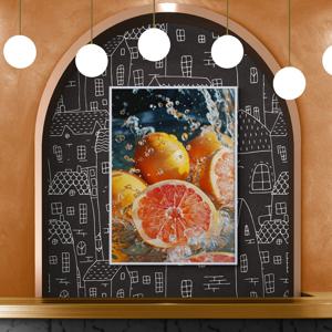 물속자몽 그림 알루미늄액자 화이트 신혼 아파트 주방 식사 카페 자몽 인테리어 액자