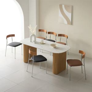 오르다 라운드 고급우레탄도장 템바보드 1600세라믹식탁+의자6개세트 6인용