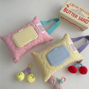 물티슈 케이스 커버 걸이 누빔 유모차 차량용 휴지 케이스 3color