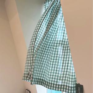 앤디 그린 체크 작은창 가리개 아기방 커튼