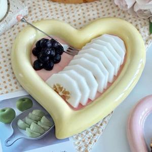 하트 동글 플레이트 L 디저트 앞접시 홈카페 예쁜 그릇 과일 간식