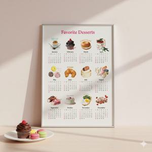 2025 디저트 한장 캔버스 패브릭 캘린더 달력