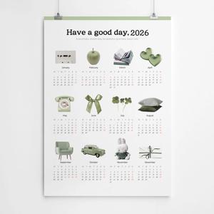 2026 빈티지그린 포스터 캘린더 벽걸이 달력 감성
