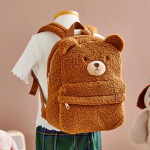 소프트터치 베어 꼬곰이 뽀글이 백팩 가방 브라운