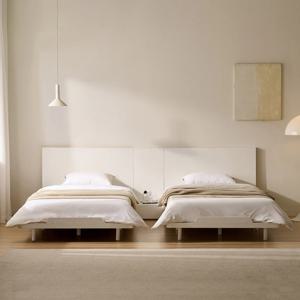 벨드 E0등급 평상형 호텔 트윈 침대프레임(SS+SS+협탁)(화이트/메이플)