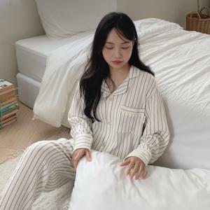 A.made 에어리 스트라이프 요루면 긴팔 커플파자마 남녀공용 잠옷세트 1color