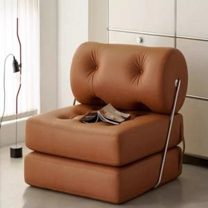 [해외] 접이식 소파 베드 침대 1인용 미니 쇼파 겸 침대 가죽 천연가죽