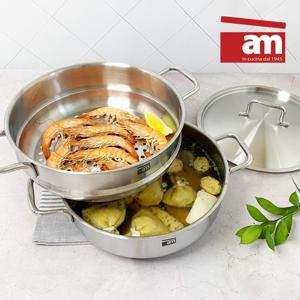 이태리 am 통5중 316냄비 인덕션 28m 전골냄비 파티웍 양수(스티머 포함)