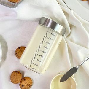 미르 내열유리 눈금유리병 400ml 스무디 건강주스 공병