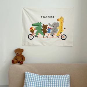 투게더 패브릭 포스터 동물 배너 아이방 가리개 귀여운 그림