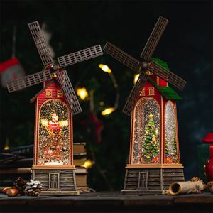 크리스마스 스노우 풍차 오르골 28cm 2type