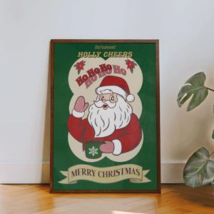 크리스마스 산타 포스터 액자 일러스트 빈티지 레트로 포스터 (리뷰이벤트)