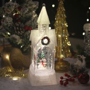 크리스마스 눈사람 얼음집 워터볼 오르골 32cm