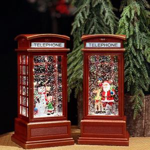 크리스마스 빈티지 전화부스 워터볼 오르골 19cm 2type