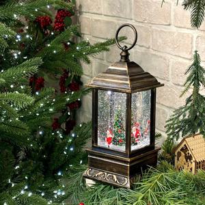 크리스마스 산타 트리오 랜턴 워터볼 오르골 23cm