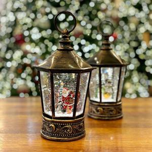 크리스마스 빈티지 육각 랜턴 워터볼 오르골 22cm 2type