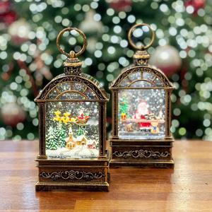 크리스마스 빈티지 아치 프레임 워터볼 오르골 21.5cm 2type