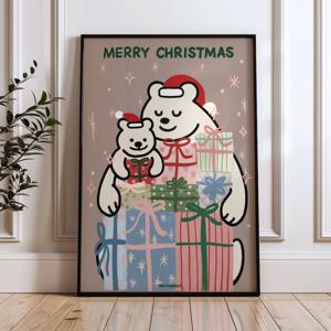 크리스마스 엄마와 아기 곰돌이 곰가족 선물 포스터(리뷰이벤트!)