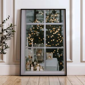 빈티지 크리스마스 창문 트리 일러스트 그림 포스터 (리뷰이벤트)