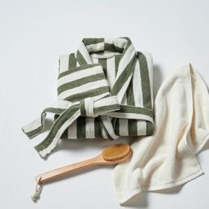 스트라이프 테리 가운_카키