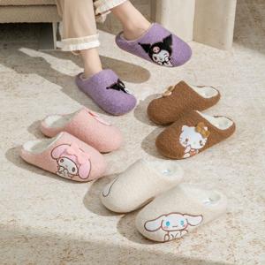 산리오 뽀글이 슬리퍼 실내화 헬로키티 시나모롤 쿠로미 마이멜로디 가을 겨울 사무실 털슬리퍼