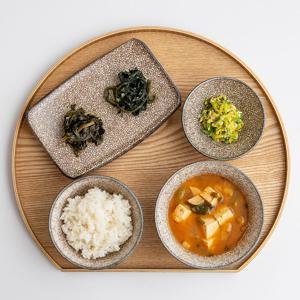 다온아토 하즈레 1인 그릇세트 4p 혼밥 도자기 식기 세트