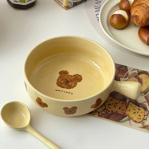 귀여운 곰돌이 손잡이 그릇 빈티지 손잡이앞 접시 세트