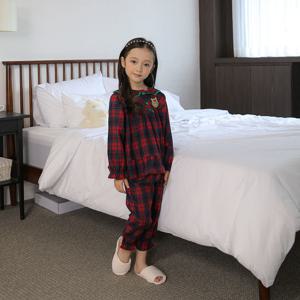 SLS5913 여아 한국산 순면 체크 잠옷 파자마 세트
