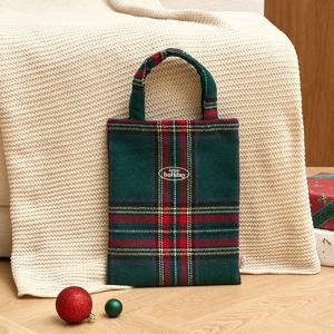 크리스마스 자수 미니 핸디백 그린체크