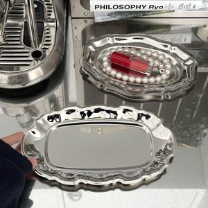 러플 고딕 스텐304 트레이 플레이팅접시 소품트레이 실버오브제