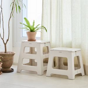 주방 다용도 원터치 접이식 폴딩 플라스틱 발판 간이의자 스툴 (M/L) 차콜/화이트