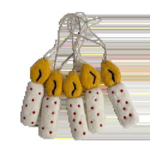 크리스마스 트리 겨울 장식 소품 데코 양모 펠트 오너먼트 캔들 5개 세트