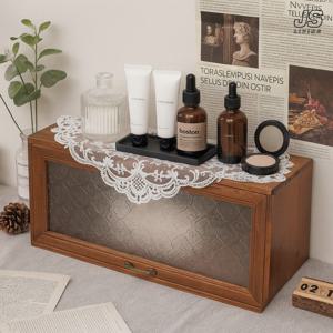 화장대 화장품 정리함 화장품 수납함 소품 선반 서랍형 정리대 미니 진열대 원목
