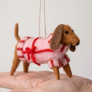 선물스웨터 닥스훈트 양모 울 인형 오너먼트 크리스마스 장식 데코 소품