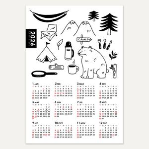 *접착포스터* 캠핑감성 한장 달력 26종 - 캘린더 24 캠핑 라이프