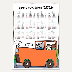 *접착포스터* 아이방 캐릭터 한장 달력 26종 - 캘린더 26 뛰뛰빵빵